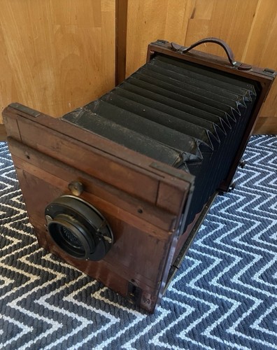 Antike holz reisekamera - antike, mit
